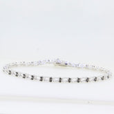 Sterling Silver Semi Mount Tennis Bracelet Setting with Black Spinel Accents, elegant design, made to order.